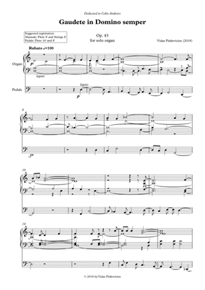Book cover for Gaudete in Domino semper, Op. 43 for solo organ