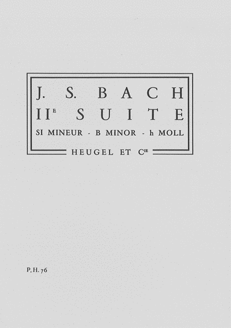 Suite N02 Si Mineur Partition D Orchestre In 16 (poche) Ph76