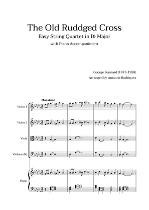 Book cover for The Old Rugged Cross in Db Major - Easy String Quartet with Piano Accompaniment
