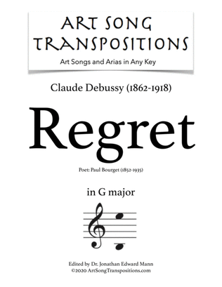 Book cover for DEBUSSY: Regret (transposed to G major)