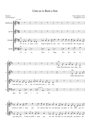 Unto us is Born a Son SATB unaccompanied