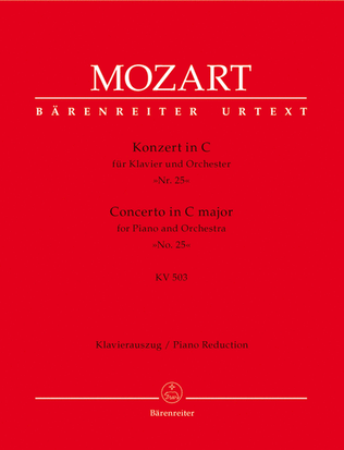 Book cover for Concerto for Piano and Orchestra, No. 25 C major, KV 503