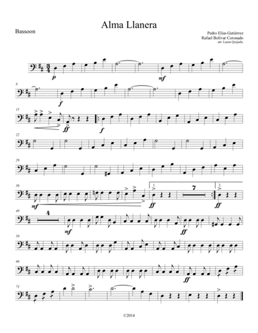 Alma Llanera, abridged, intermediate symphony orchestra. SCORE, PARTS & SECTIONS' SCORES. image number null