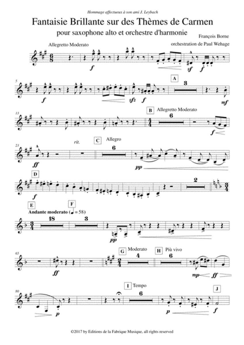 Fantaisie Brillante sur des Thèmes de Carmen for alto saxophone and concert band, Bb trumpet 2 part