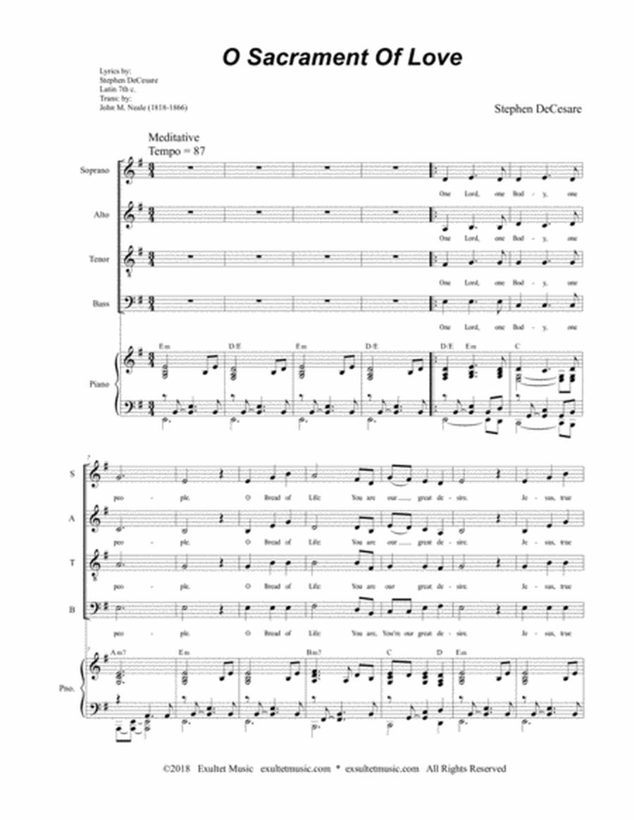 O Sacrament Of Love (for SATB) image number null