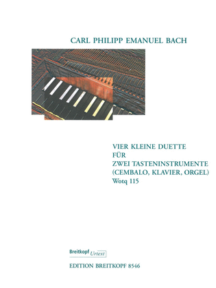 Book cover for 4 Small Duets for 2 Keyboard Instruments Wq 115