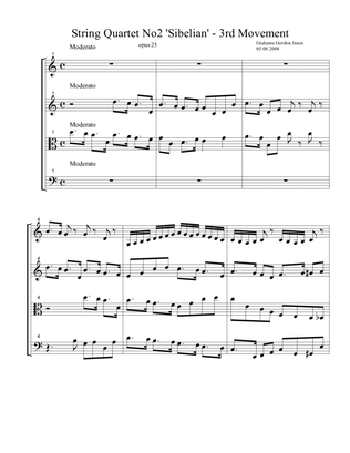 Book cover for String Quartet No 2 "Sibelian" Opus 25 - 3rd Movement (3 of 4) - Score Only