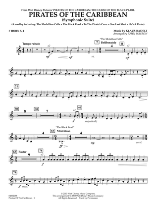Book cover for Pirates Of The Caribbean (Symphonic Suite) (arr. John Wasson) - F Horn 3 & 4