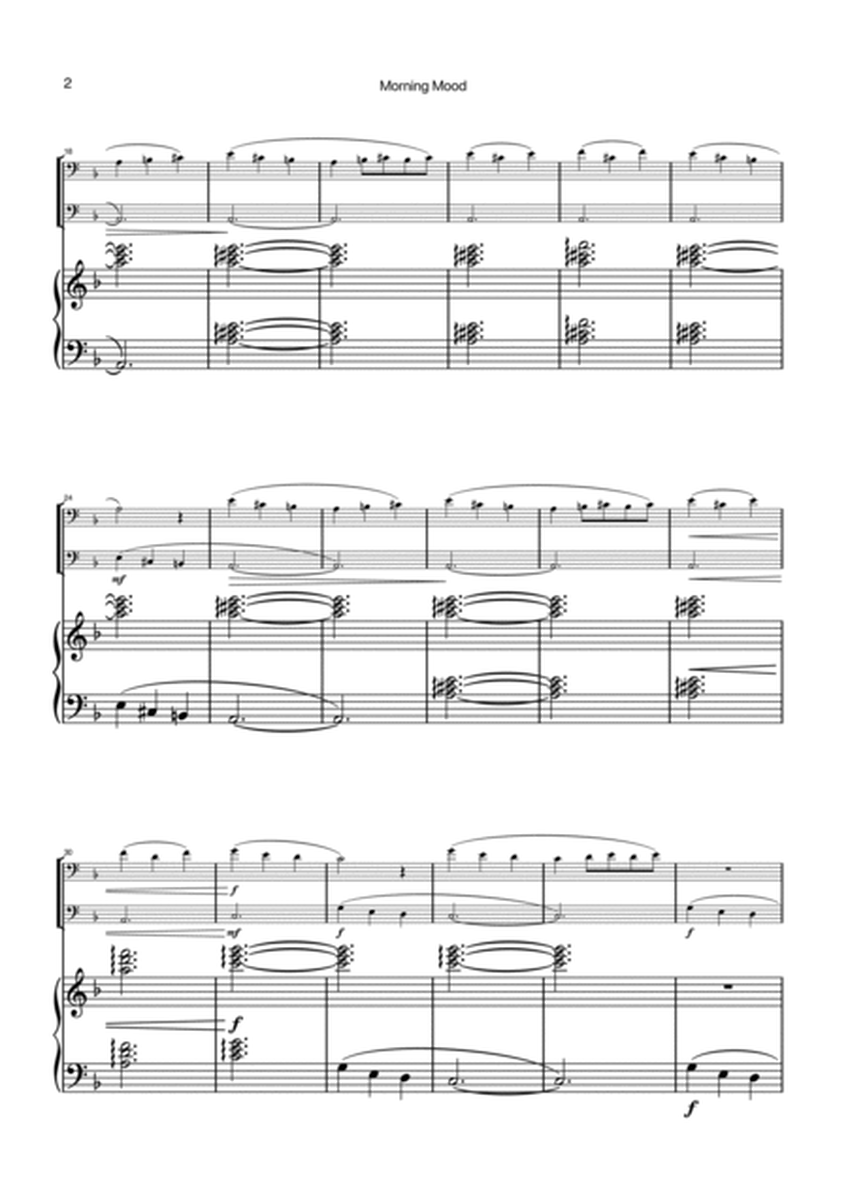 Morning Mood by Grieg for Trombone Duet with Piano image number null