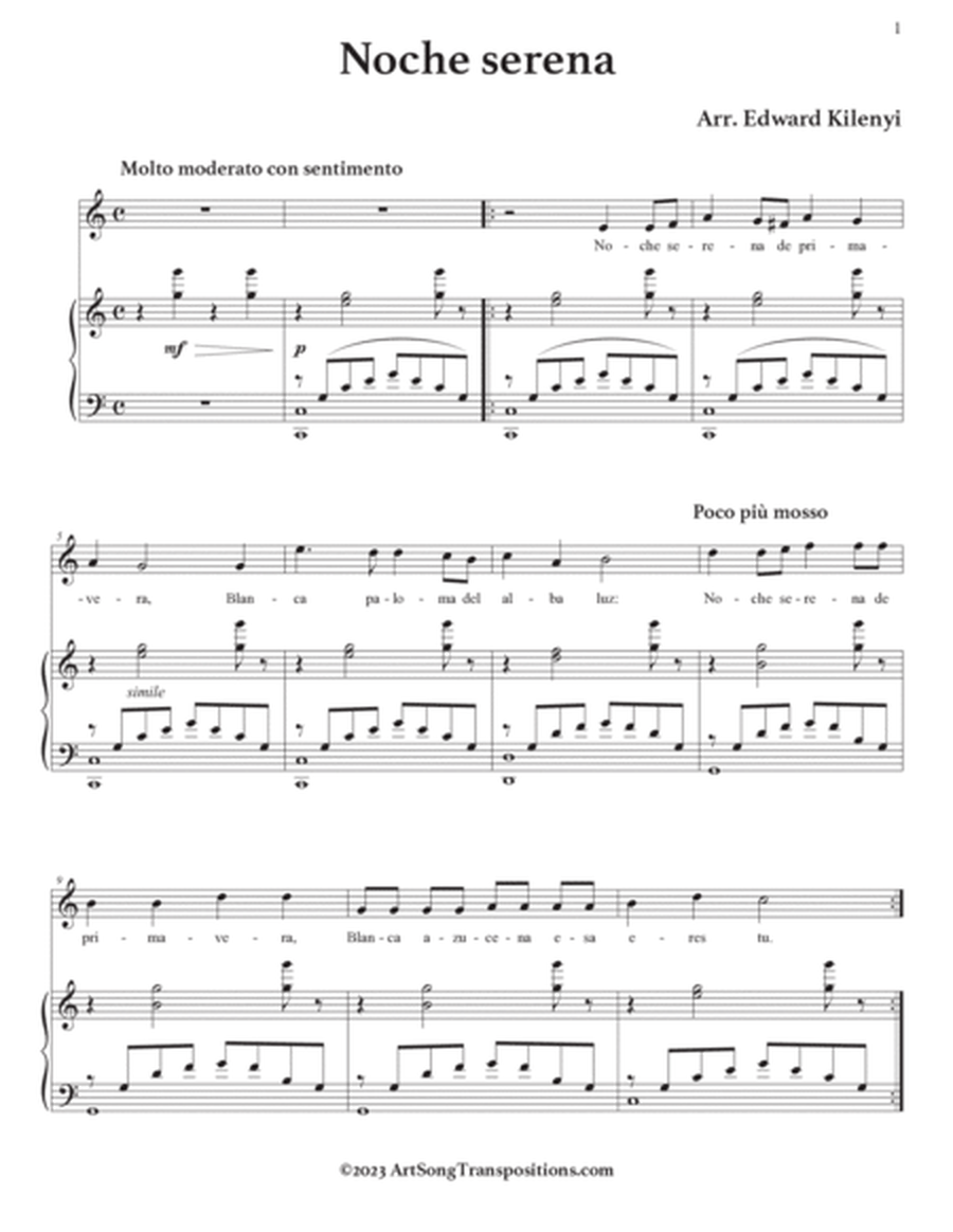 KILENYI: Noche serena (transposed to C major)