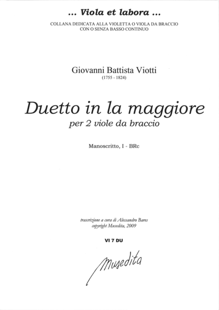 Duetto in la maggiore (I-BRc) Violin - Sheet Music
