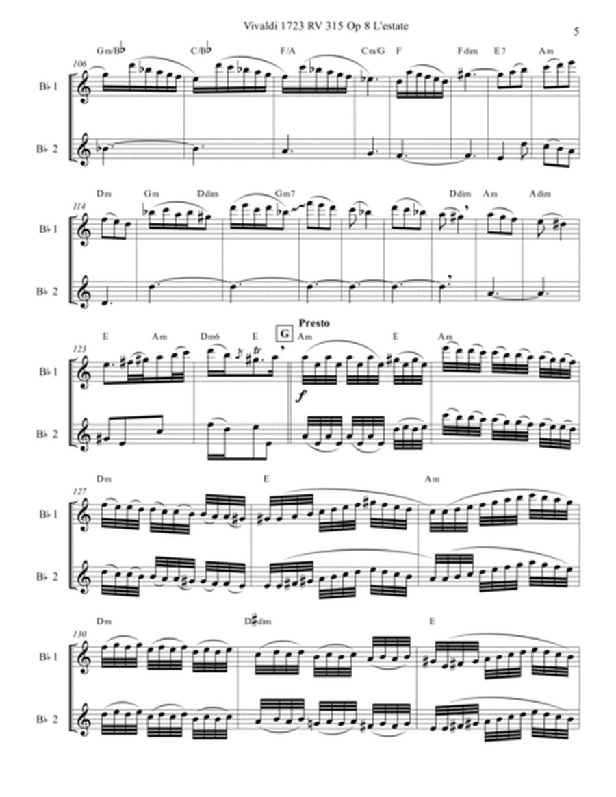 Vivaldi 1723 RV 315 Op 8 Summer 2 Clarinets Parts and Score
