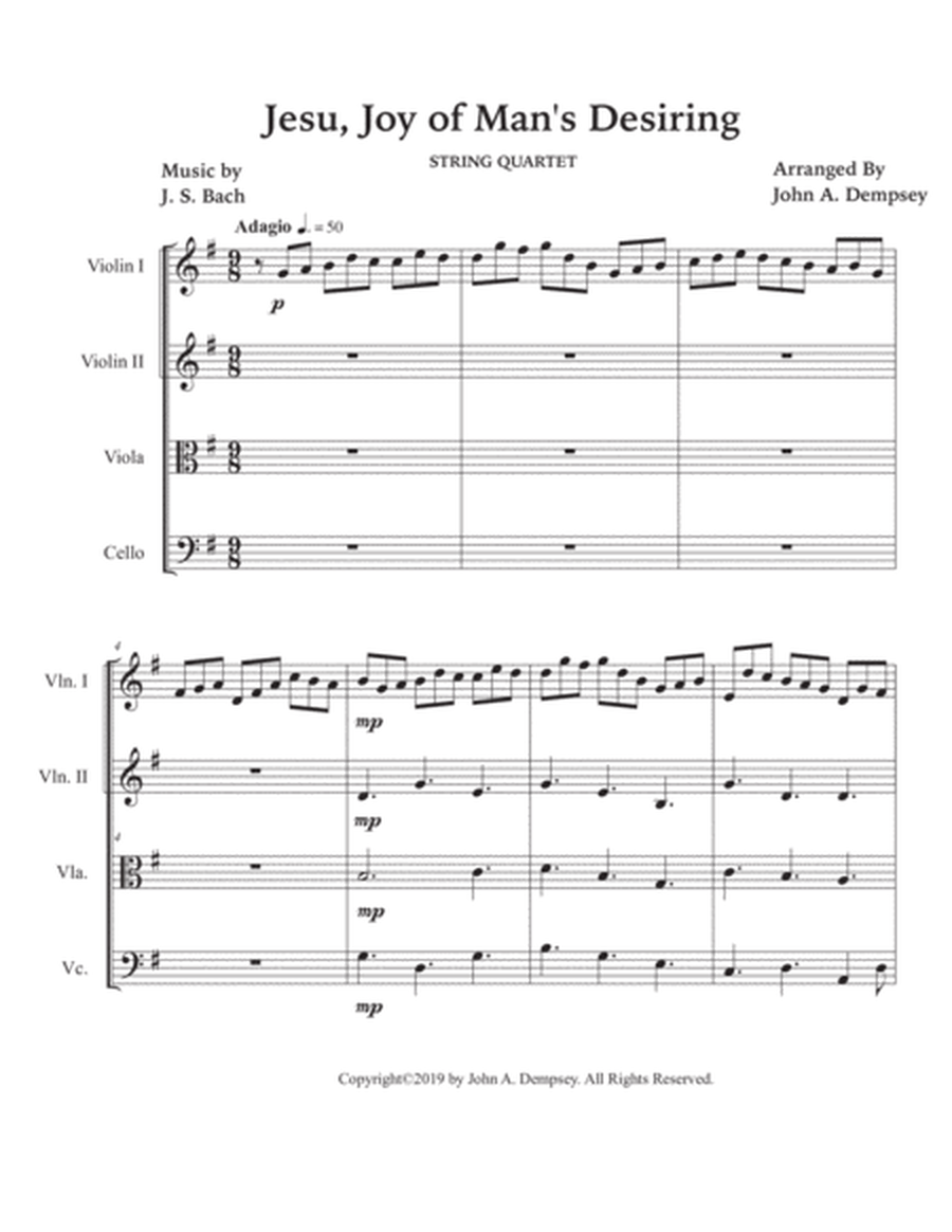 Jesu, Joy of Man's Desiring (String Quartet): Two Violins, Viola and Cello image number null