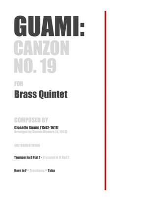 Book cover for "Canzon No. 19" for Brass Quintet - Gioseffo Guami