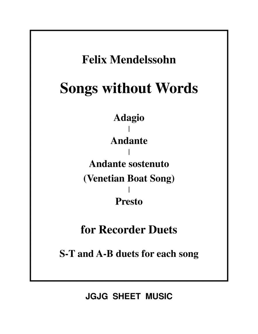 Four Songs Without Words for Recorder Duets image number null