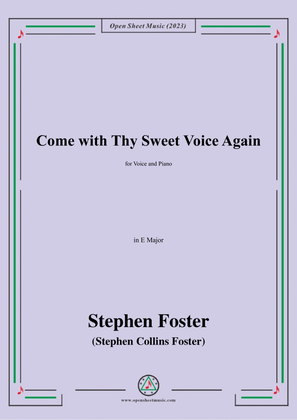 Book cover for S. Foster-Come with Thy Sweet Voice Again,in E Major