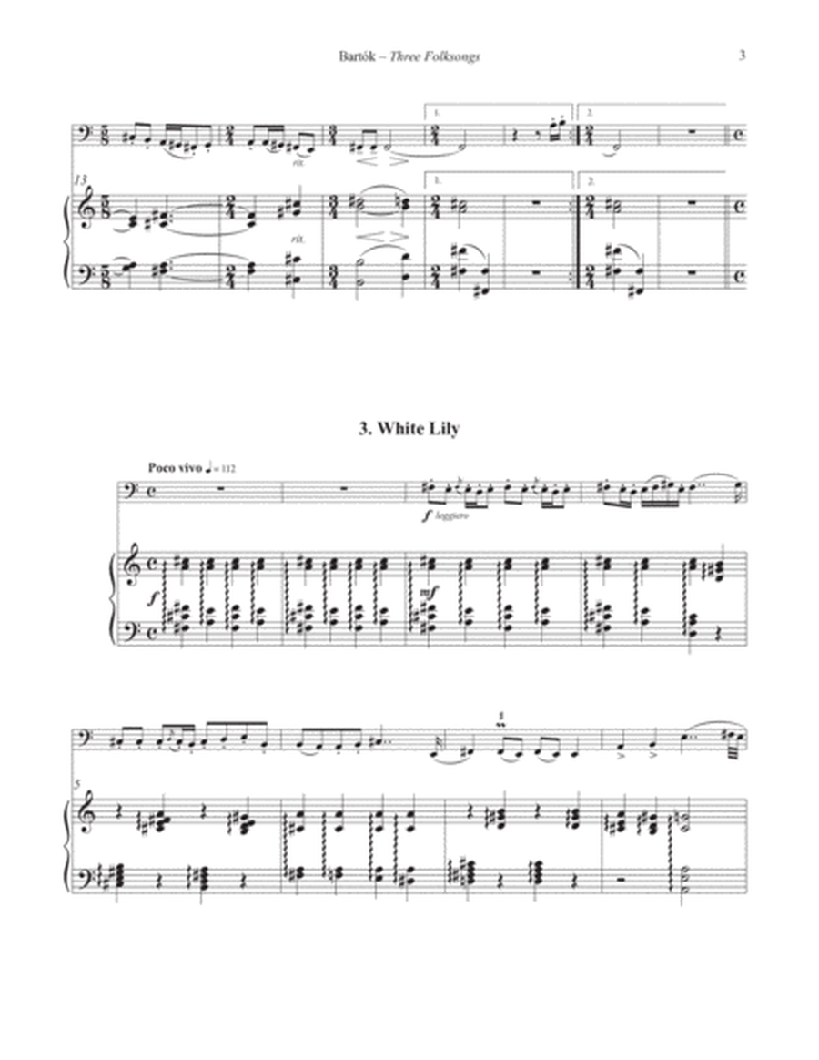 Three Folksongs for Tuba or Bass Trombone and Piano