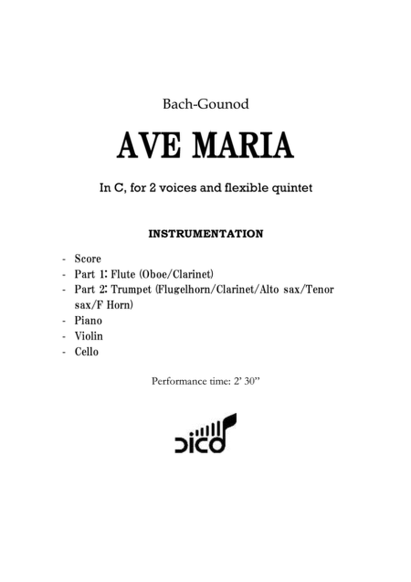 Ave Maria (Gounod) in C - for 2 voices & flexible quintet image number null