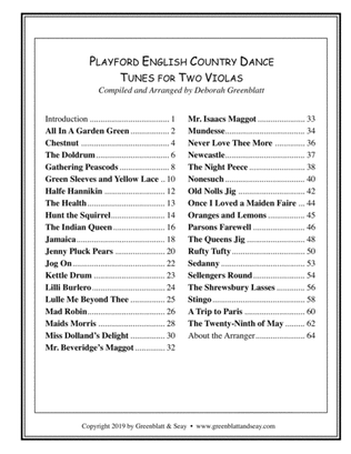 Book cover for Playford English Country Dance Tunes for Two Violas