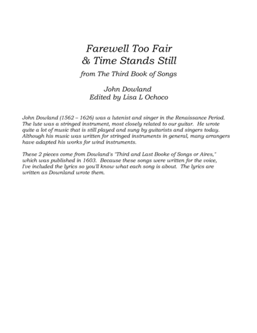 Farewell Too Fair & Time Stands Still for Clarinet Quartet image number null