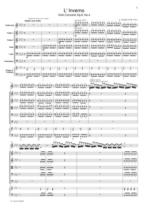 Book cover for Vivaldi L' Inverno Violin Concerto Op.8, No.4, for string orchestra, SV004