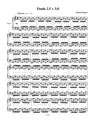 Etude 2.5 + 3.0 for Piano Solo from 25 Etudes using Symmetry, Mirroring and Intervals