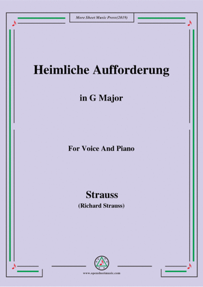 Book cover for Richard Strauss-Heimliche Aufforderung in G Major,for Voice and Piano