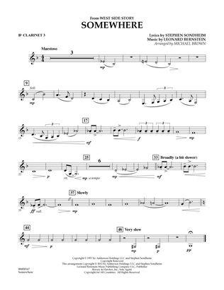 Book cover for Somewhere (from West Side Story) - Bb Clarinet 3
