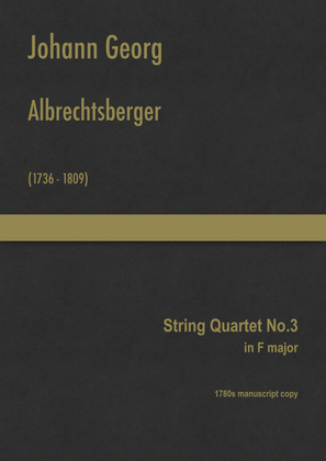 Book cover for Albrechtsberger - String Quartet No.3 in F major