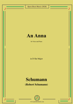 Book cover for Schumann-An Anna,in D flat Major,for Voice and Piano