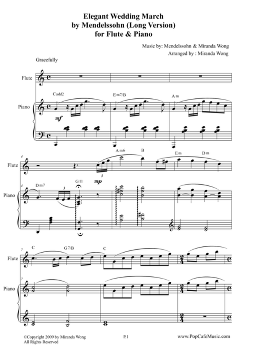 Elegant Wedding March (Long Version) for Flute & Piano image number null