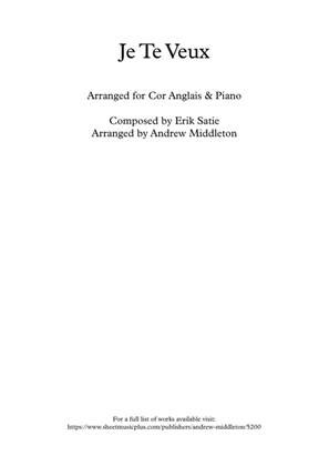 Book cover for Je Te Veux arranged for Cor Anglais and Piano