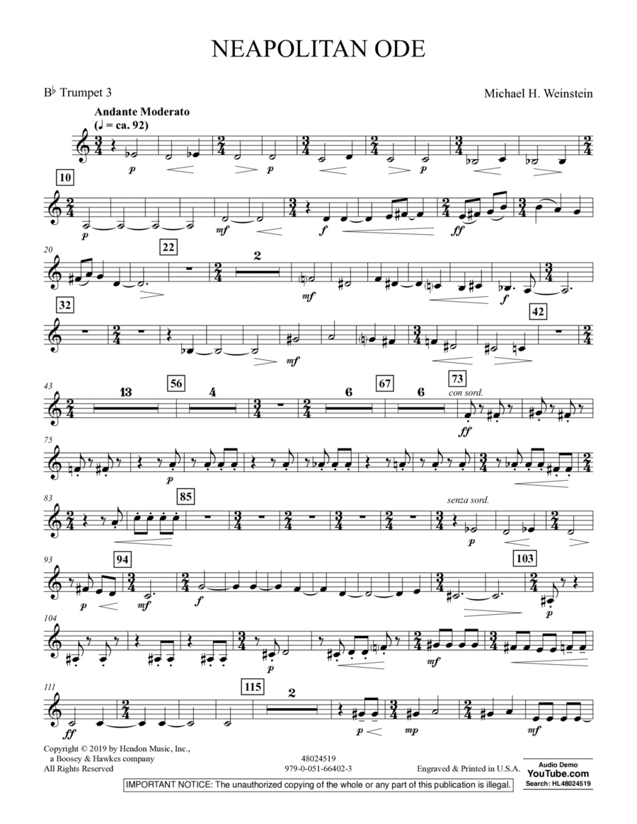 Neapolitan Ode - Bb Trumpet 3