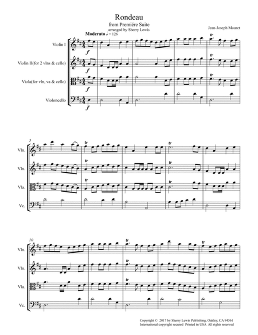 RONDEAU by Mouret, String Trio, Intermediate Level for 2 violins and cello or violin, viola and cell image number null
