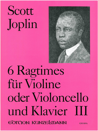 Book cover for 6 ragtimes for violin and piano, Volume 3
