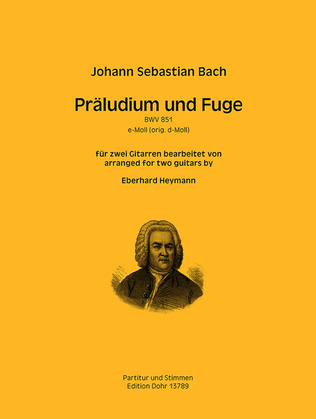 Book cover for Präludium und Fuge e-Moll BWV 851 (für zwei Gitarren) (original d-Moll)