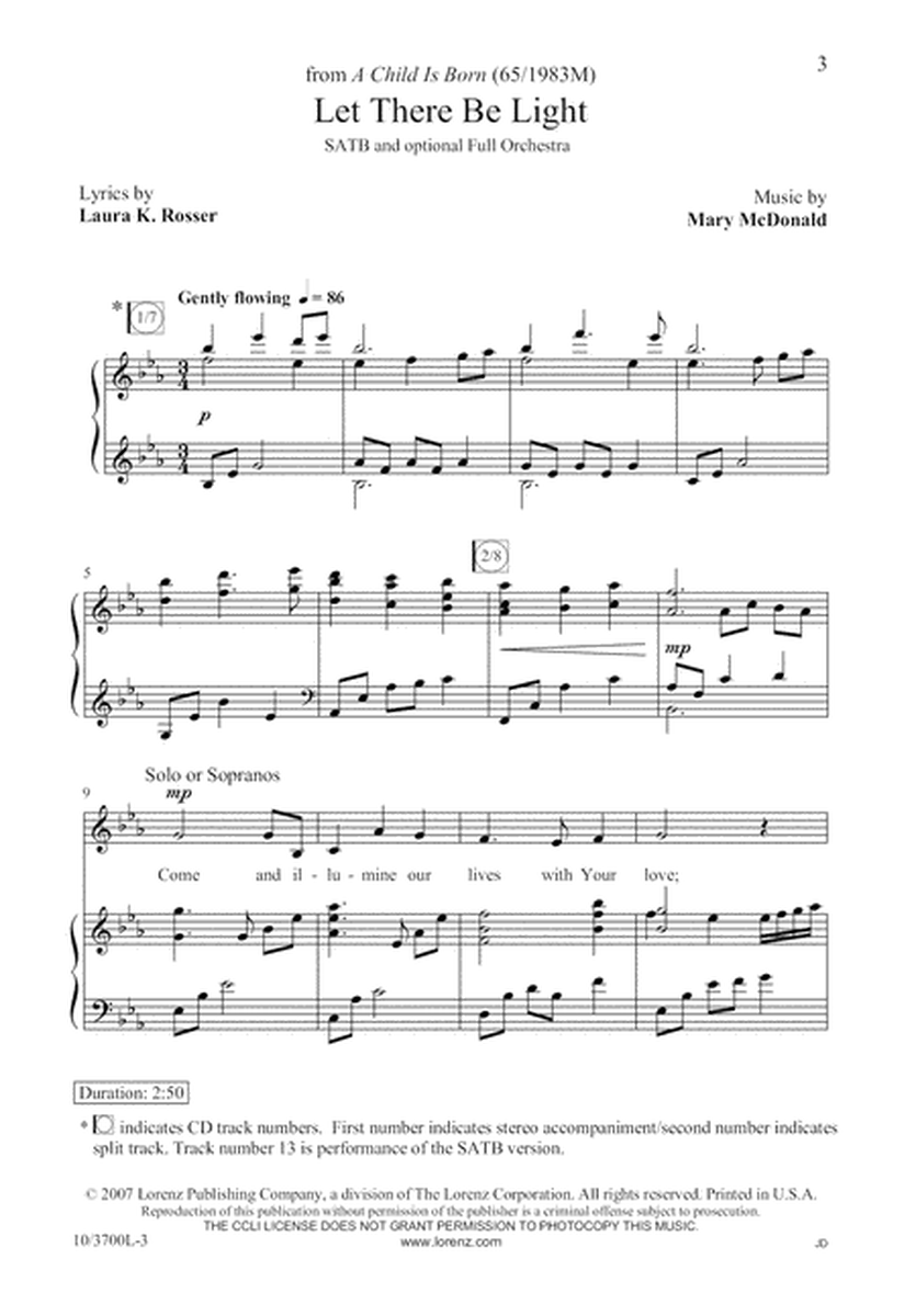 Let There Be Light by Mary McDonald 4-Part - Sheet Music