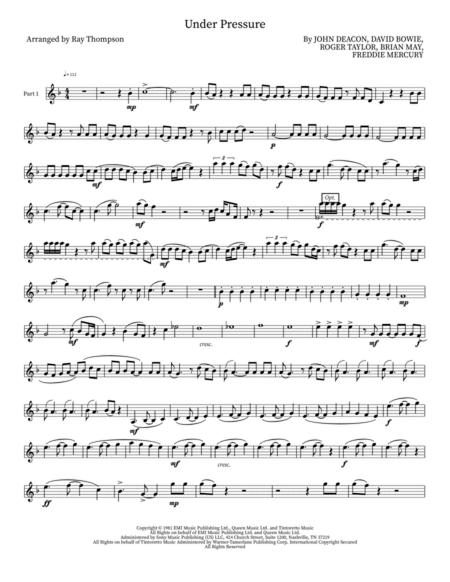 Under Pressure by Queen Score and Parts - Digital Sheet Music