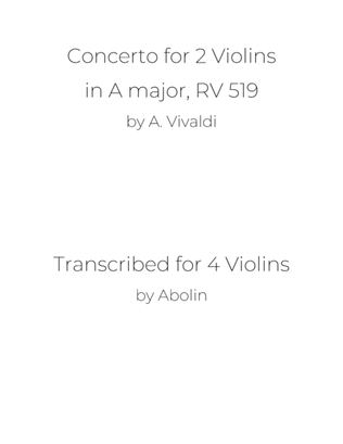 Book cover for Vivaldi: Concerto for 2 Violins, RV 519 - arr. for Violin Quartet