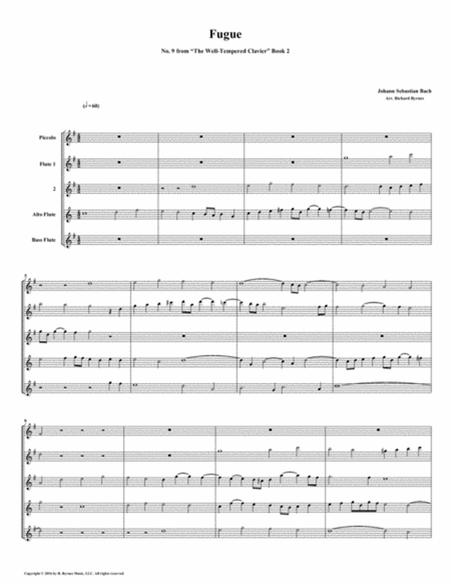 Fugue 09 from Well-Tempered Clavier, Book 2 (Flute Quintet) image number null