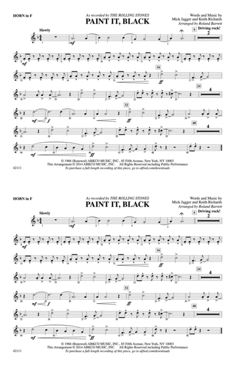 Paint It, Black: 1st F Horn