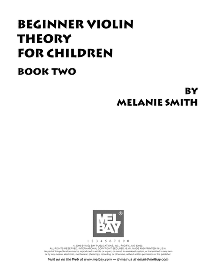 Beginner Violin Theory for Children, Book Two