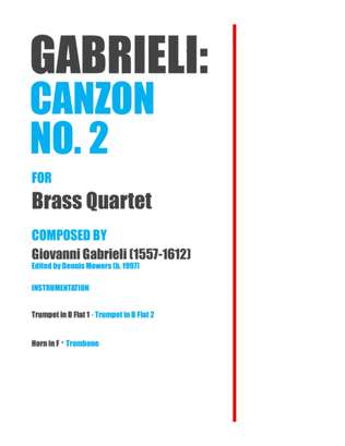 Book cover for "Canzon No. 2" for Brass Quartet - Giovanni Gabrieli