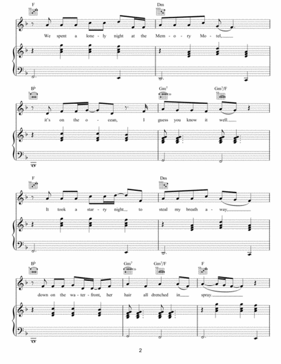 Memory Motel by The Rolling Stones Piano, Vocal, Guitar - Digital Sheet Music