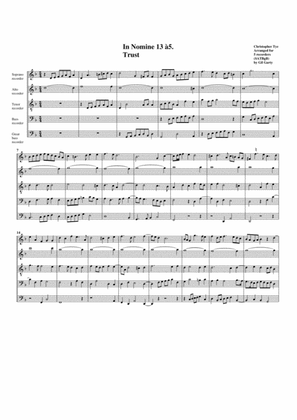 In Nomine no.13 a5 (arrangement for 5 recorders) (arrangement for 5 recorders)