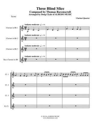 Book cover for Three Blind Mice for Clarinet Quartet