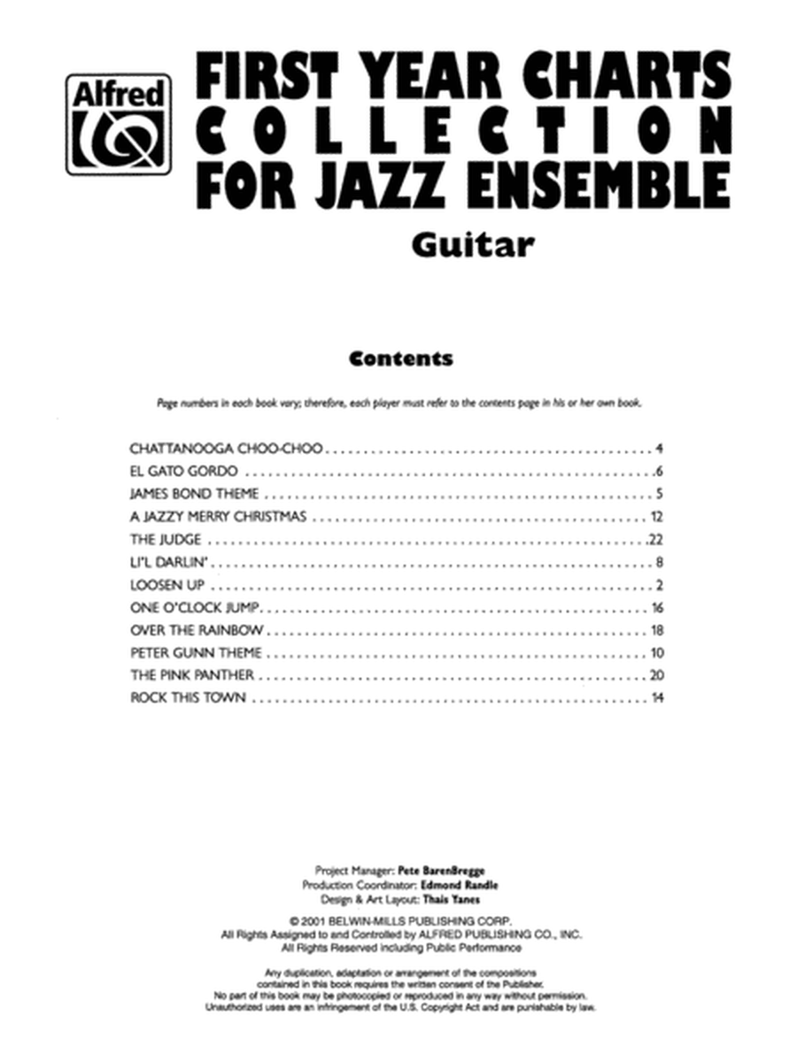 First Year Charts Collection for Jazz Ensemble