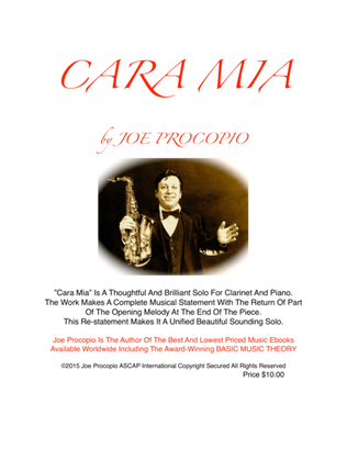 Book cover for CARA MIA SOLO FOR CLARINET AND PIANO