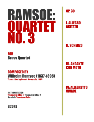 Book cover for Quartet No. 3 for Brass - Wilhelm Ramsoe, Op. 30
