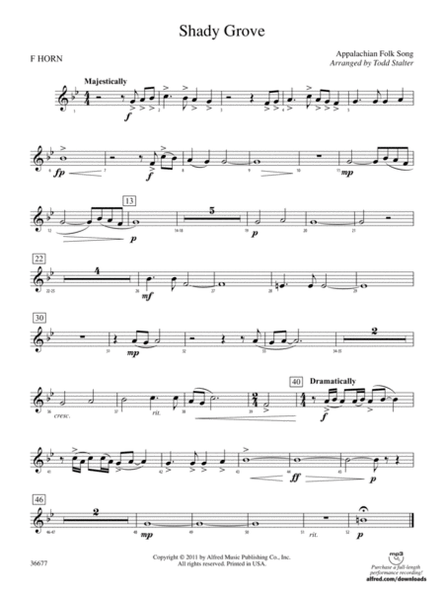 Shady Grove: 1st F Horn